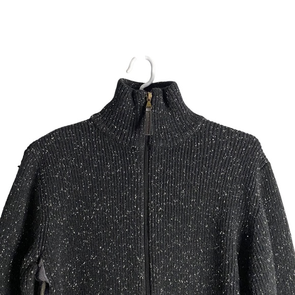 Private Member Men’s Marled Black Knit Sweater Full Zip Jacket - Picture 2 of 7